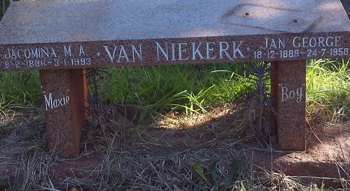 NIEKERK Jan George, van 1889-1958 &amp; Jacomina M.A. 1896-1993