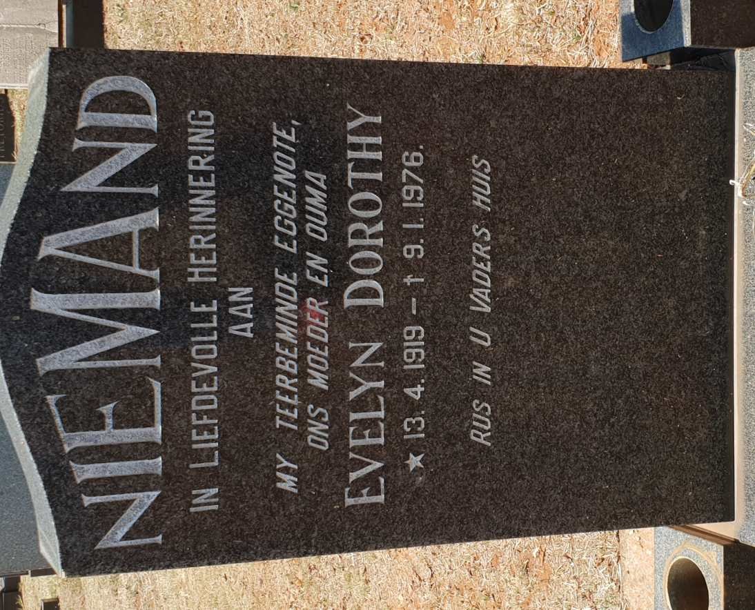 NIEMAND Evelyn Dorothy 1919-1976