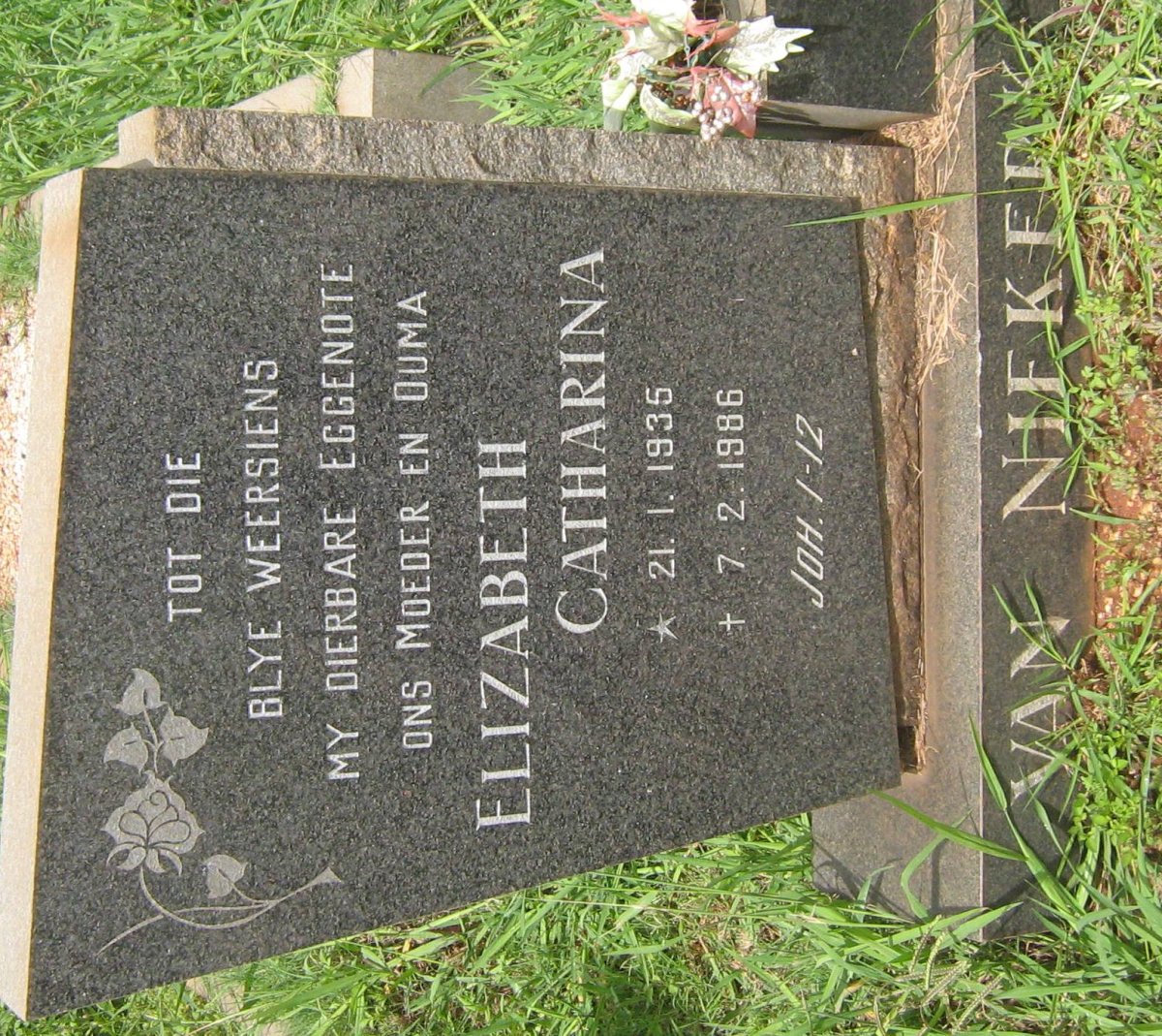 NIEKERK Elizabeth Catharina, van 1935-1986