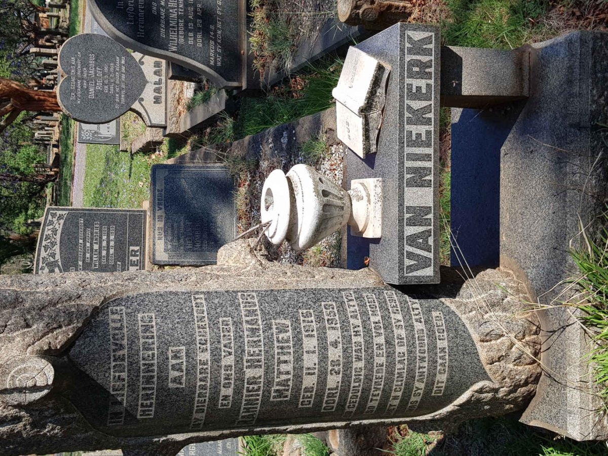 NIEKERK Rahnier Hermanus Matthew, van 1916-1959