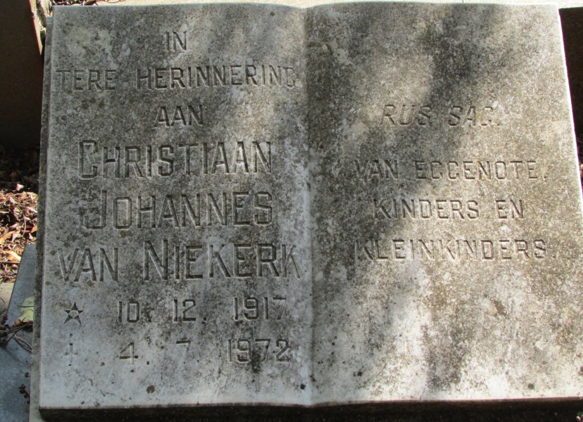 NIEKERK Christiaan Johannes, van 1917-1972