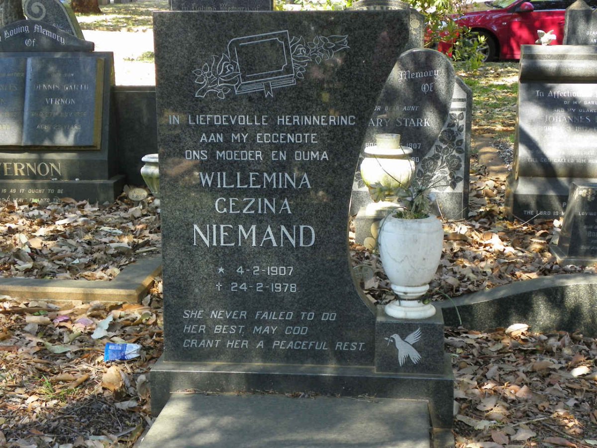 NIEMAND Willemina Gezina 1907-1978