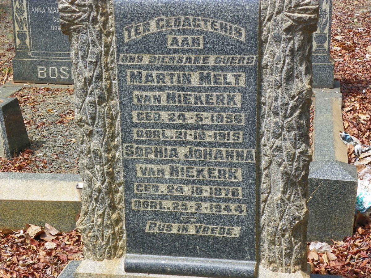 NIEKERK Martin Melt, van 1856-1915 &amp; Sophia Johanna 1876-1944