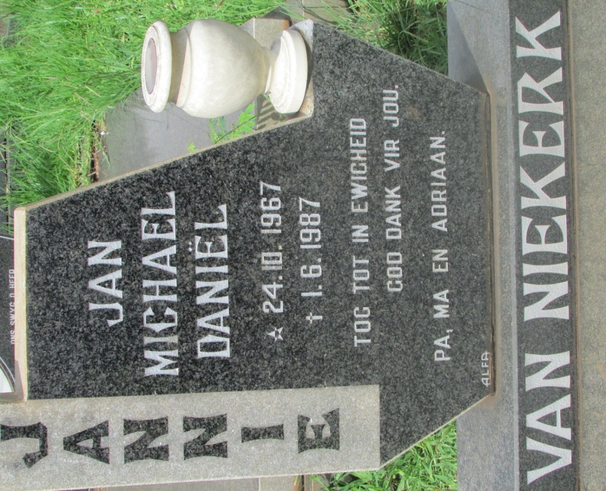 NIEKERK Jan Michael Daniel, van 1967-1987