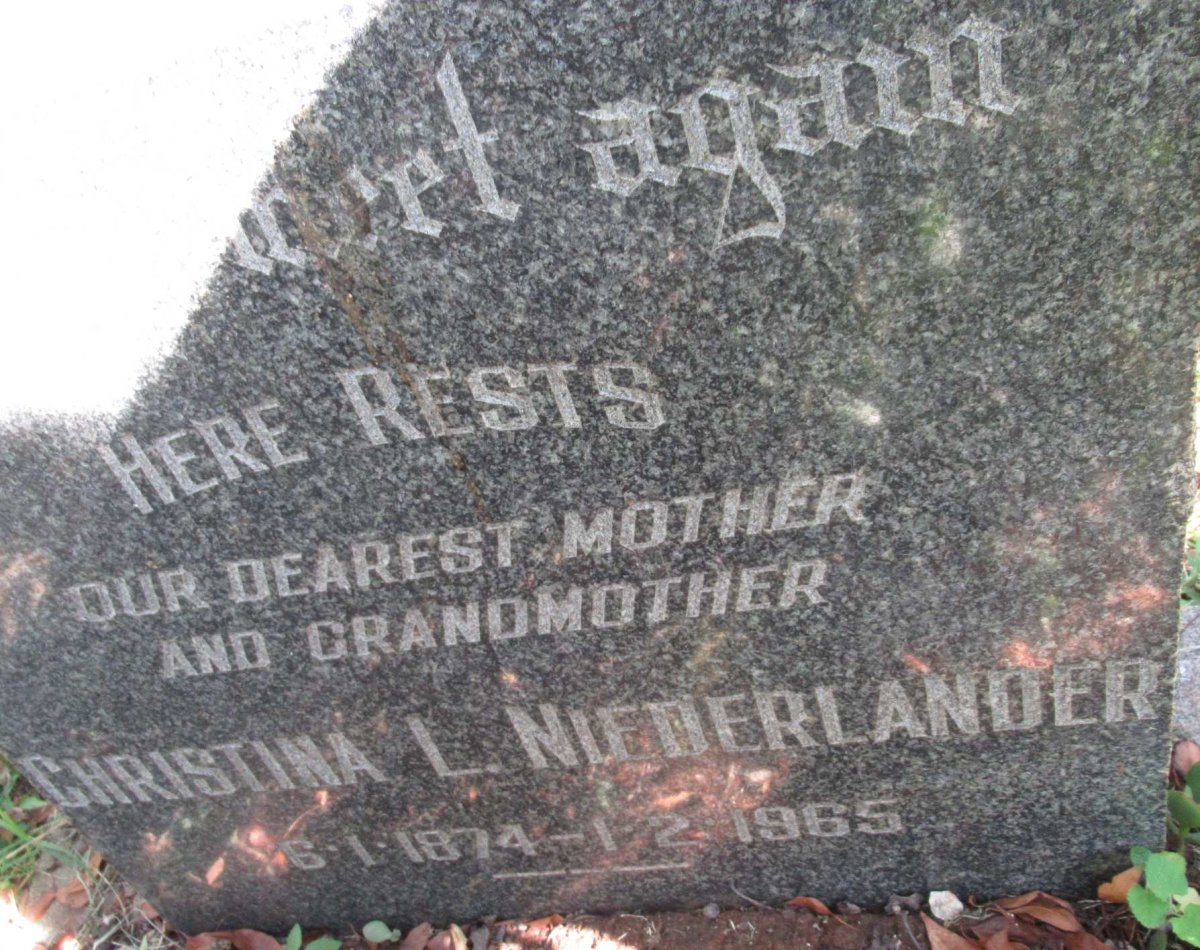 NIEDERLANDER Christina L. 1874-1965