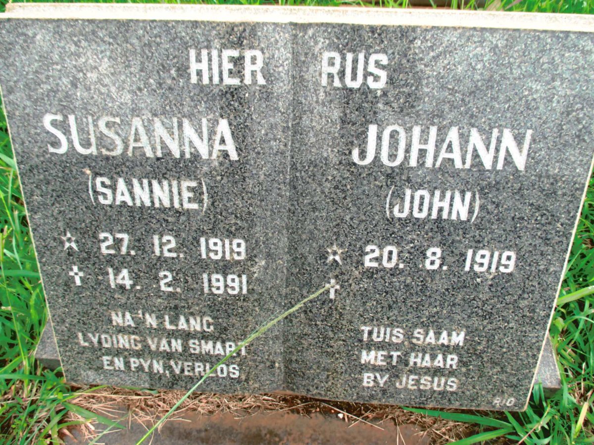 NIEKERK Johann, van 1919- &amp; Susanna 1919-1991