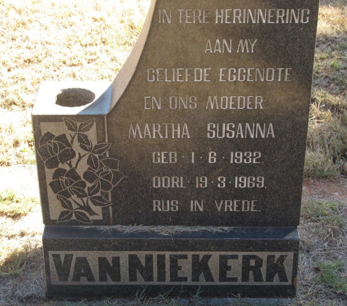 NIEKERK Martha Susanna, van 1932-1969