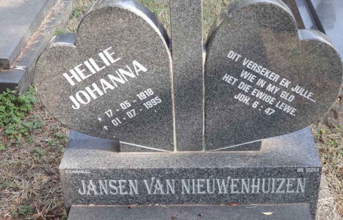NIEUWENHUIZEN Heilie Johanna, Jansen van 1918-1995