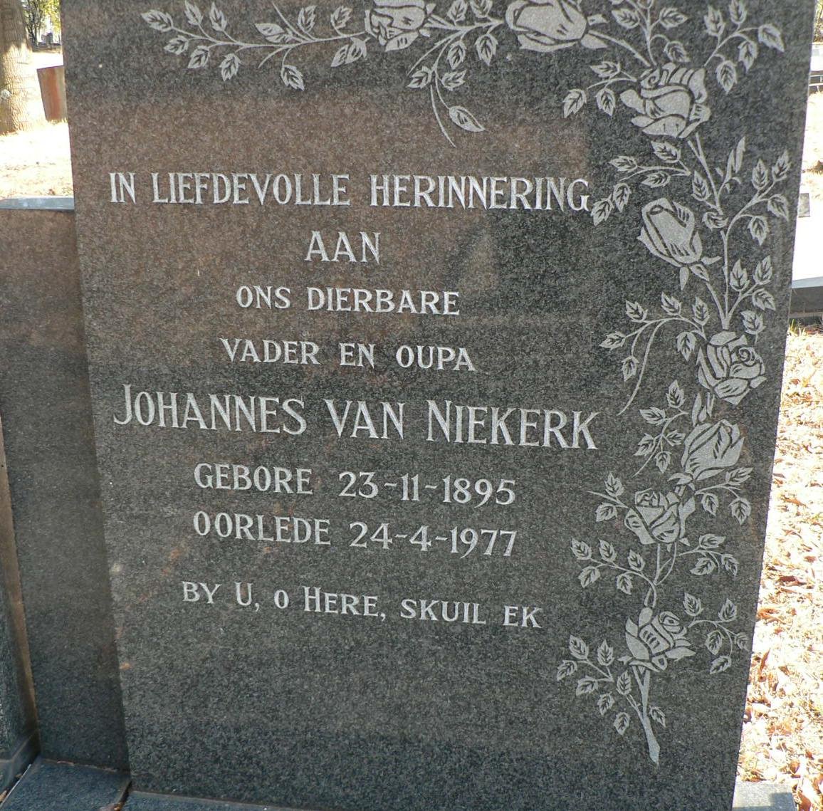 NIEKERK Johannes, van 1895-1977