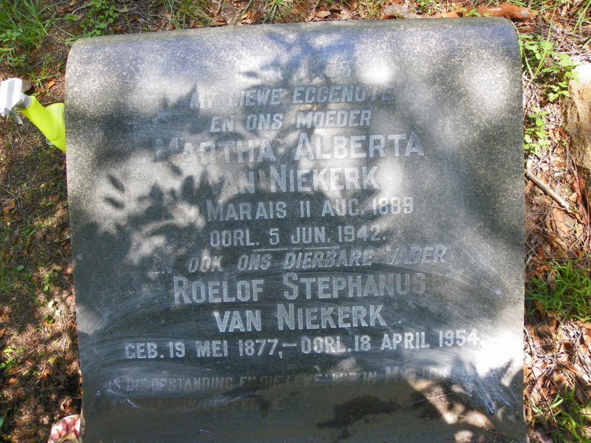 NIEKERK Roelof Stephanus, van 1877-1954 &amp; Martha Alberta MARAIS 1889-1942