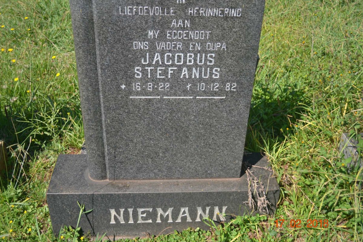 NIEMANN Jacobus Stefanus 1922-1982