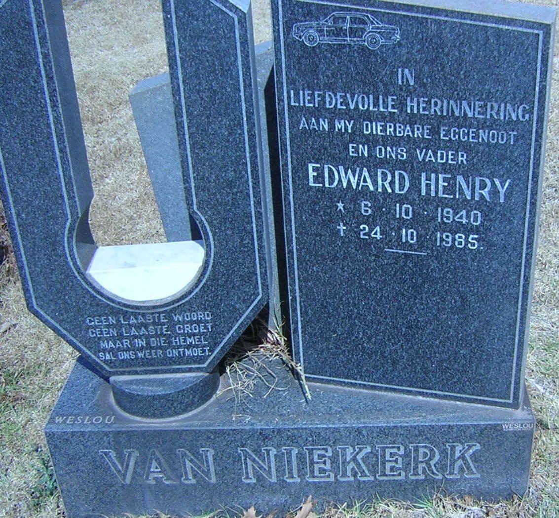NIEKERK Edward Henry, van 1940-1985