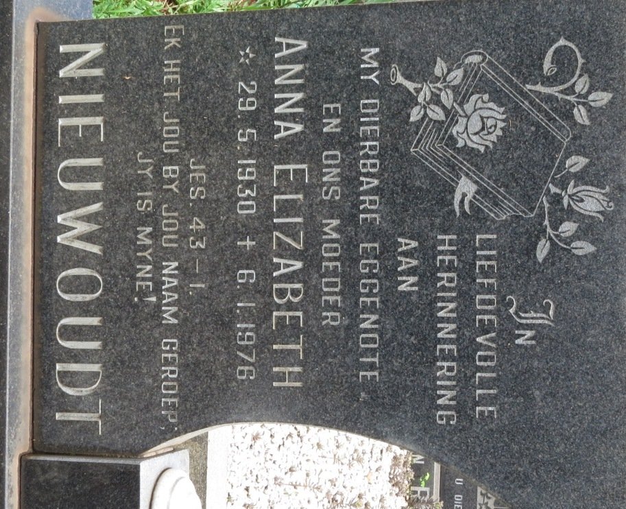NIEUWOUDT Anna Elizabeth 1930-1976