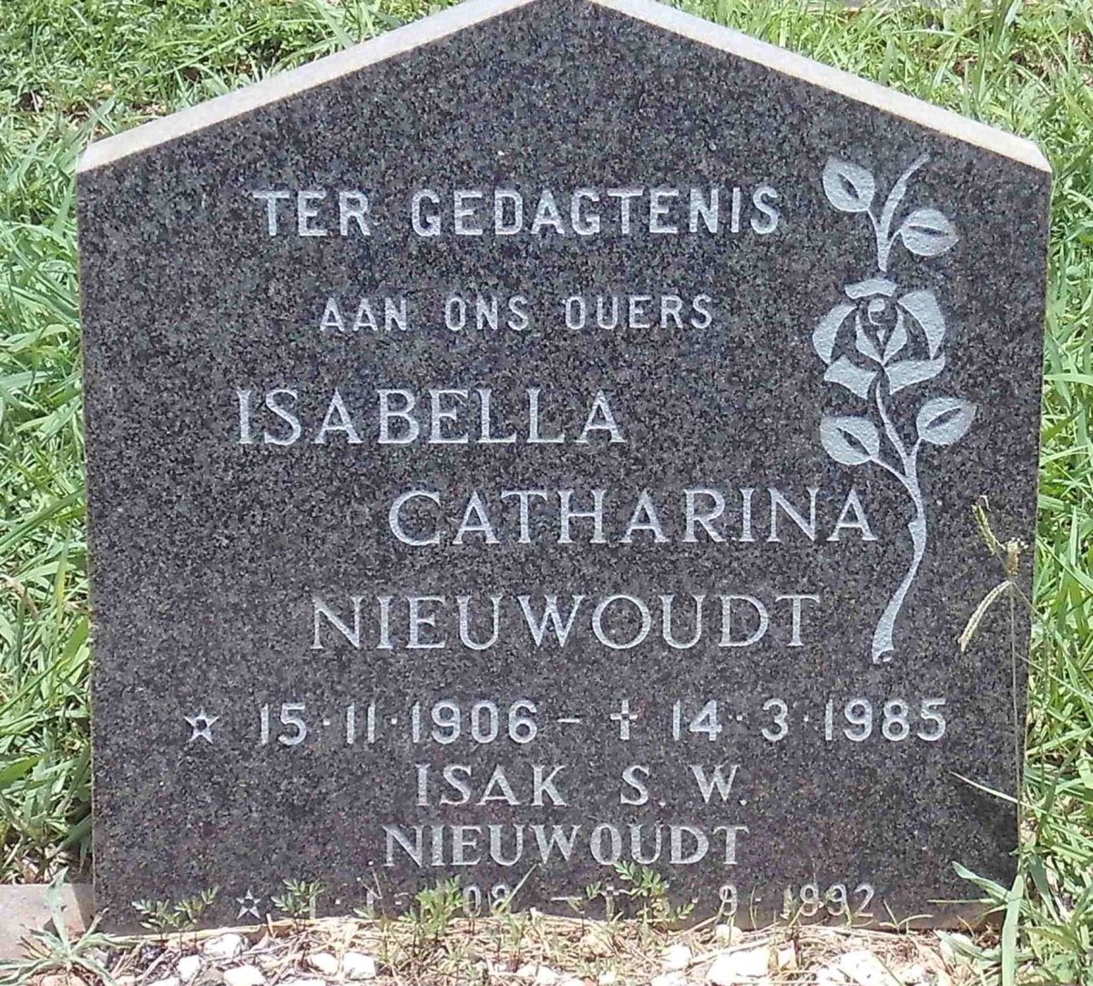 NIEUWOUDT Isak S.W. 1908-1992 &amp; Isabella Catharina 1906-1985