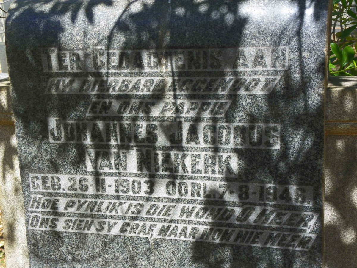 NIEKERK Johannes Jacobus, van 1903-1946