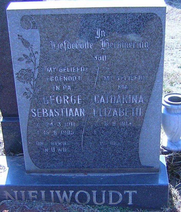 NIEUWOUDT George Sebastiaan 1911-1985 &amp; Catharina Elizabeth 1913-