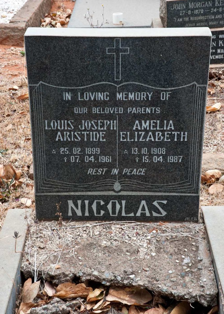 NICOLAS Louis Joseph Aristide 1899-1961 &amp; Amelia Elizabeth 1908-1987