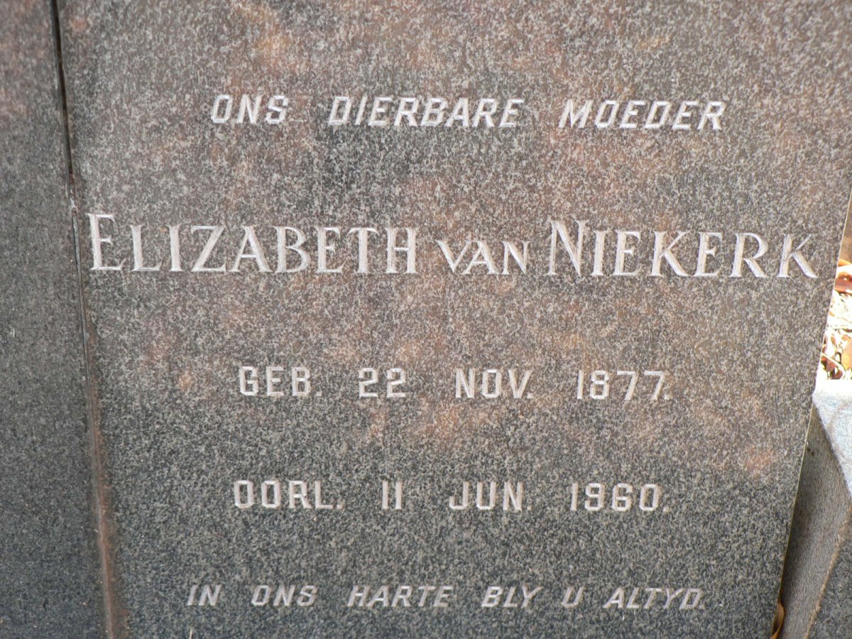 NIEKERK Elizabeth, van 1877-1960
