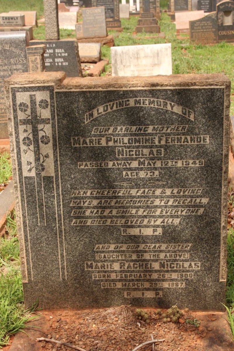 NICOLAS Marie Philomine Fernande -1949 :: NICOLAS Marie Rachel 1900-1967