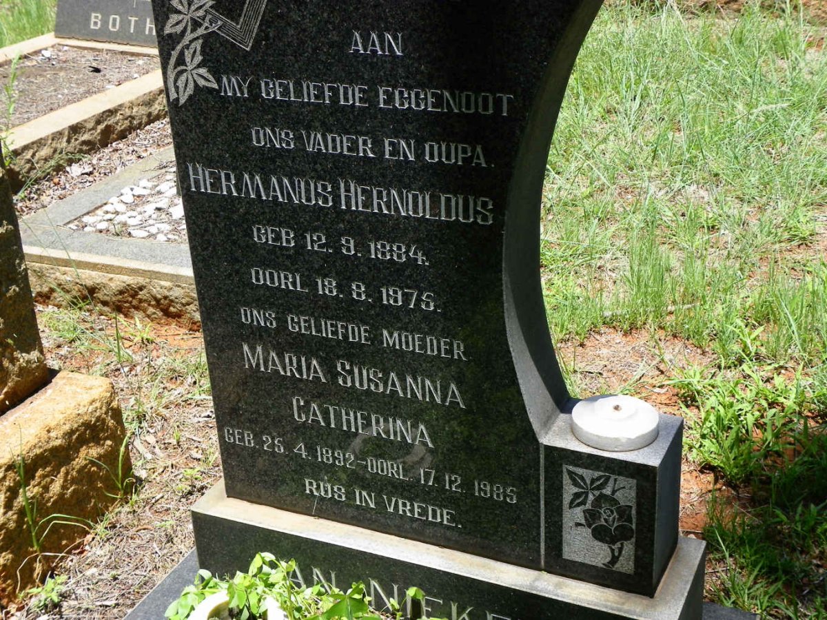 NIEKERK Hermanus Hernoldus, van 1884-1975 &amp; Maria Susanna Catherina 1892-1985