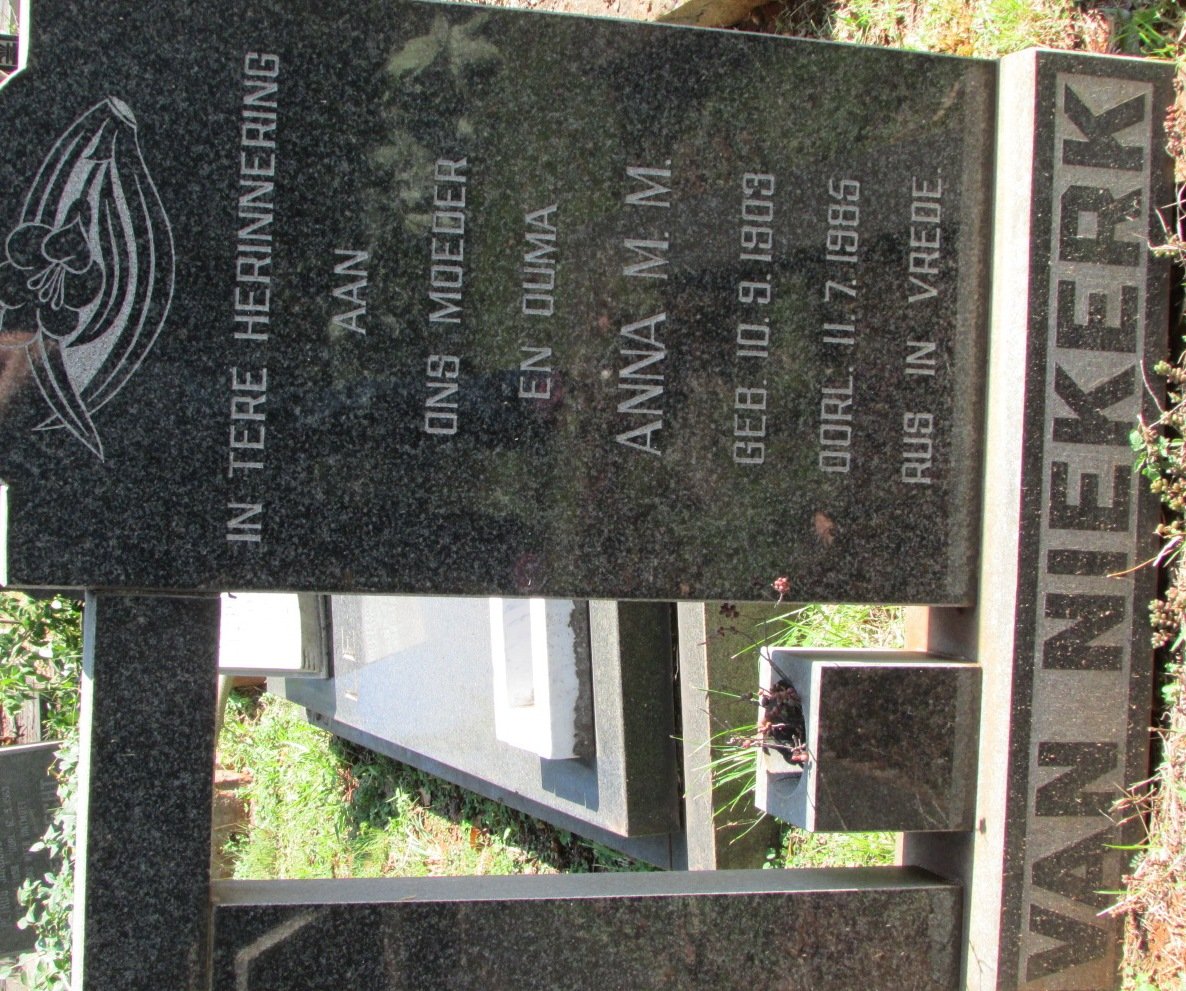 NIEKERK Anna M.M., van 1903-1985