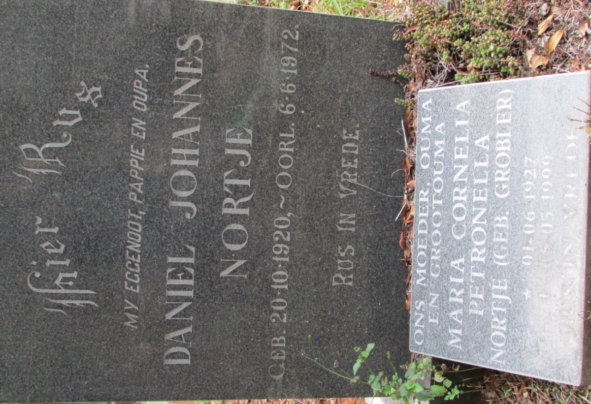 NORTJE Daniel Johannes 1920-1972 &amp; Maria Cornelia Petronella GROBLER 1927-1999