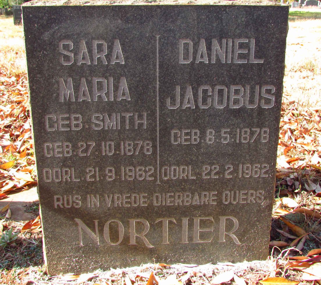 NORTIER Daniel Jacobus 1878-1962 &amp; Sara Maria SMITH 1878-1962