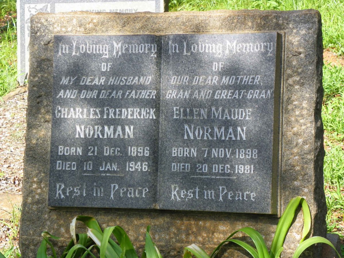 NORMAN Charles Frederick 1896-1946 &amp; Ellen Maude 1898-1981