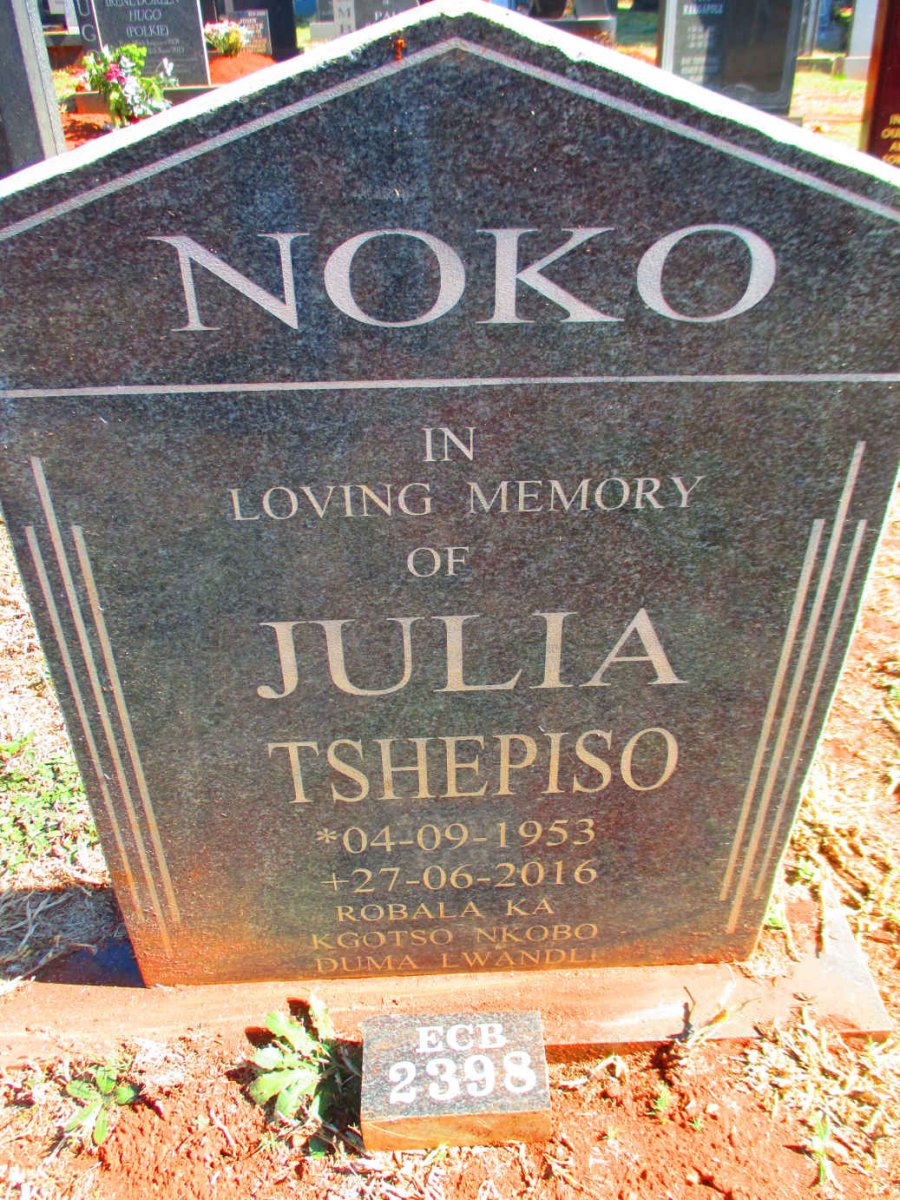 NOKO Julia Tshepiso 1953-2016