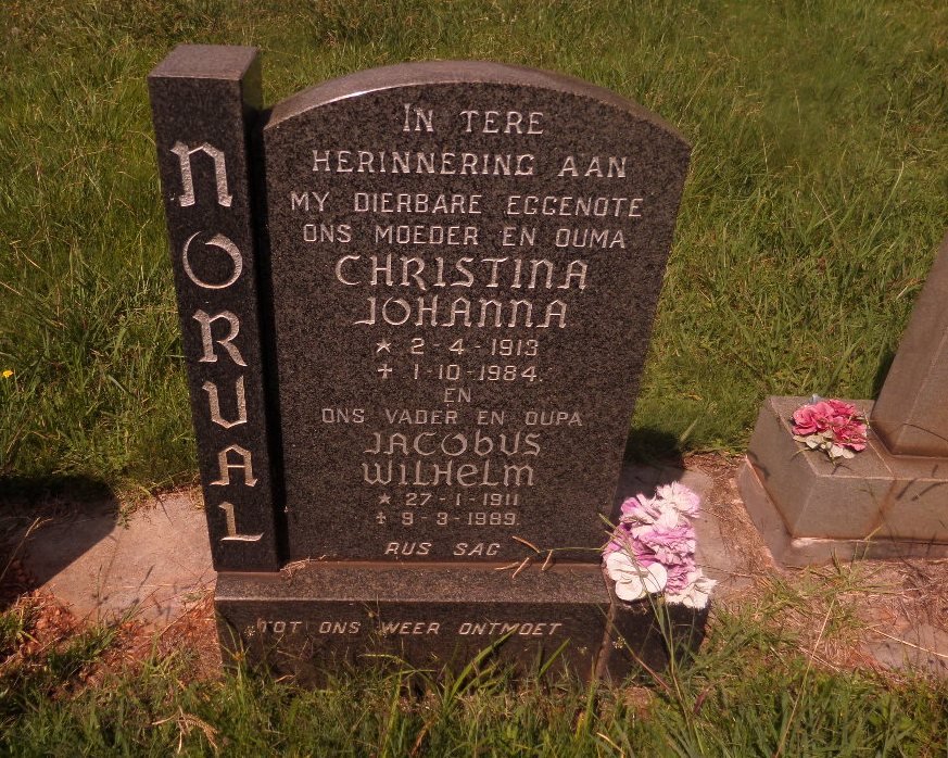 NORVAL Jacobus Wilhelm 1911-1989 &amp; Christina Johanna 1913-1984