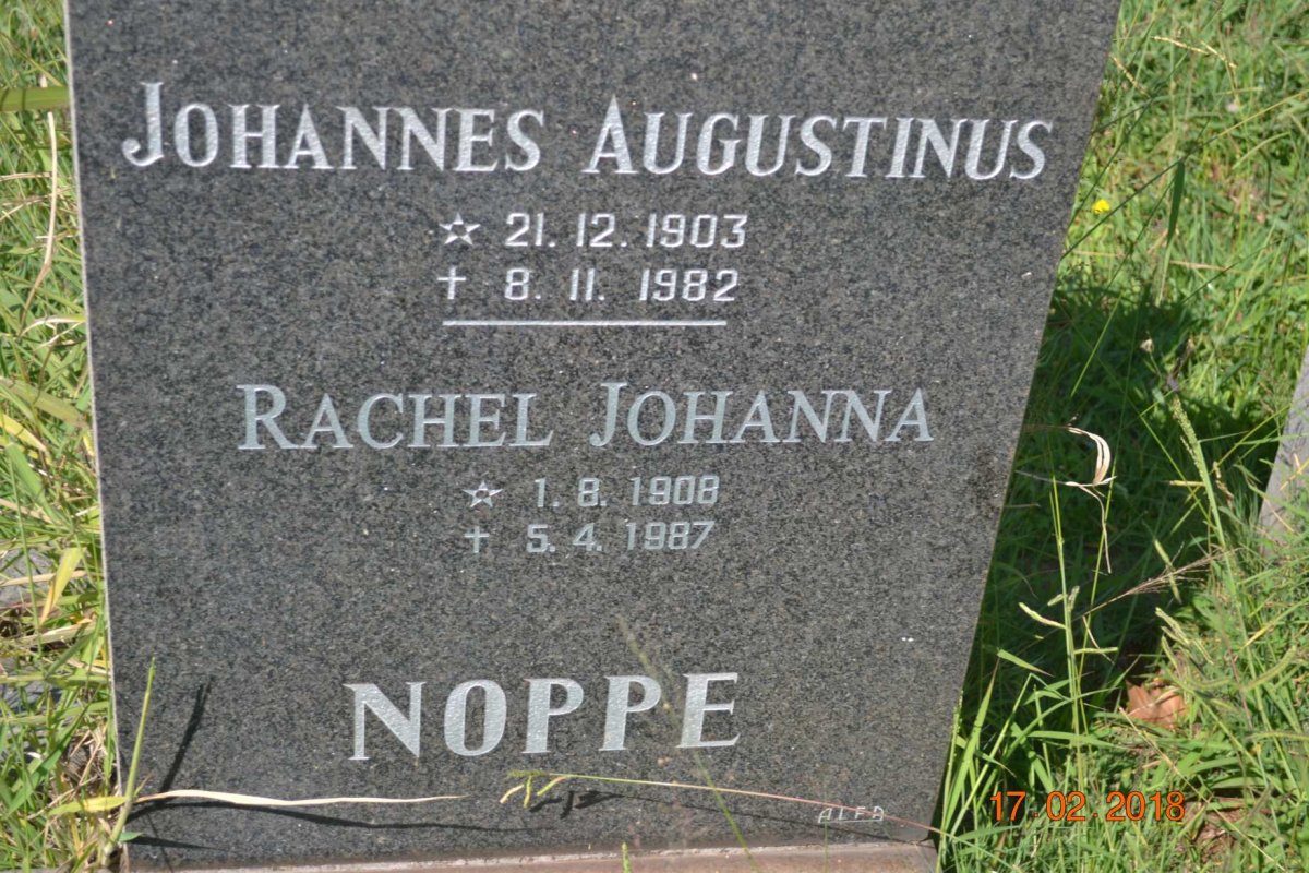 NOPPE Johannes Augustinus 1903-1982 &amp; Rachel Johanna 1908-1987