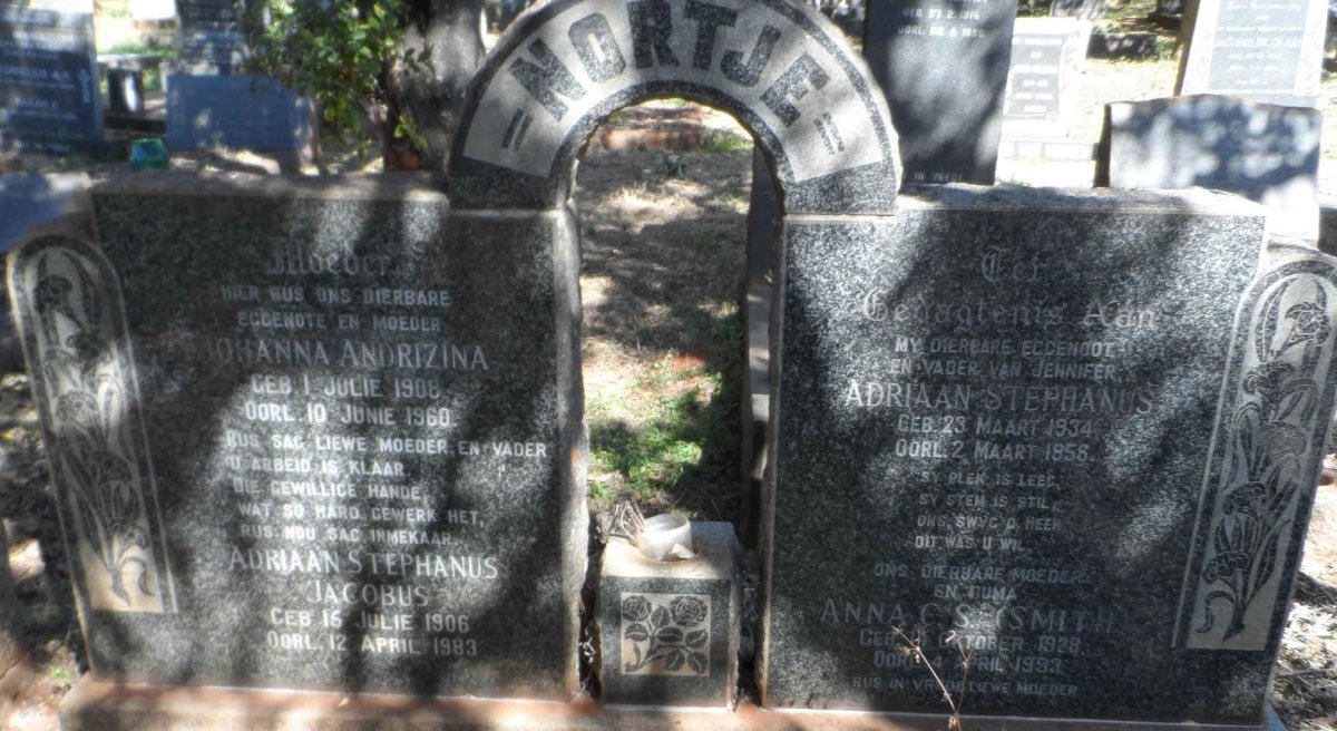 NORTJE Adriaan Stephanus Jacobus 1906-1983 &amp; Johanna Andrizina 1908-1960