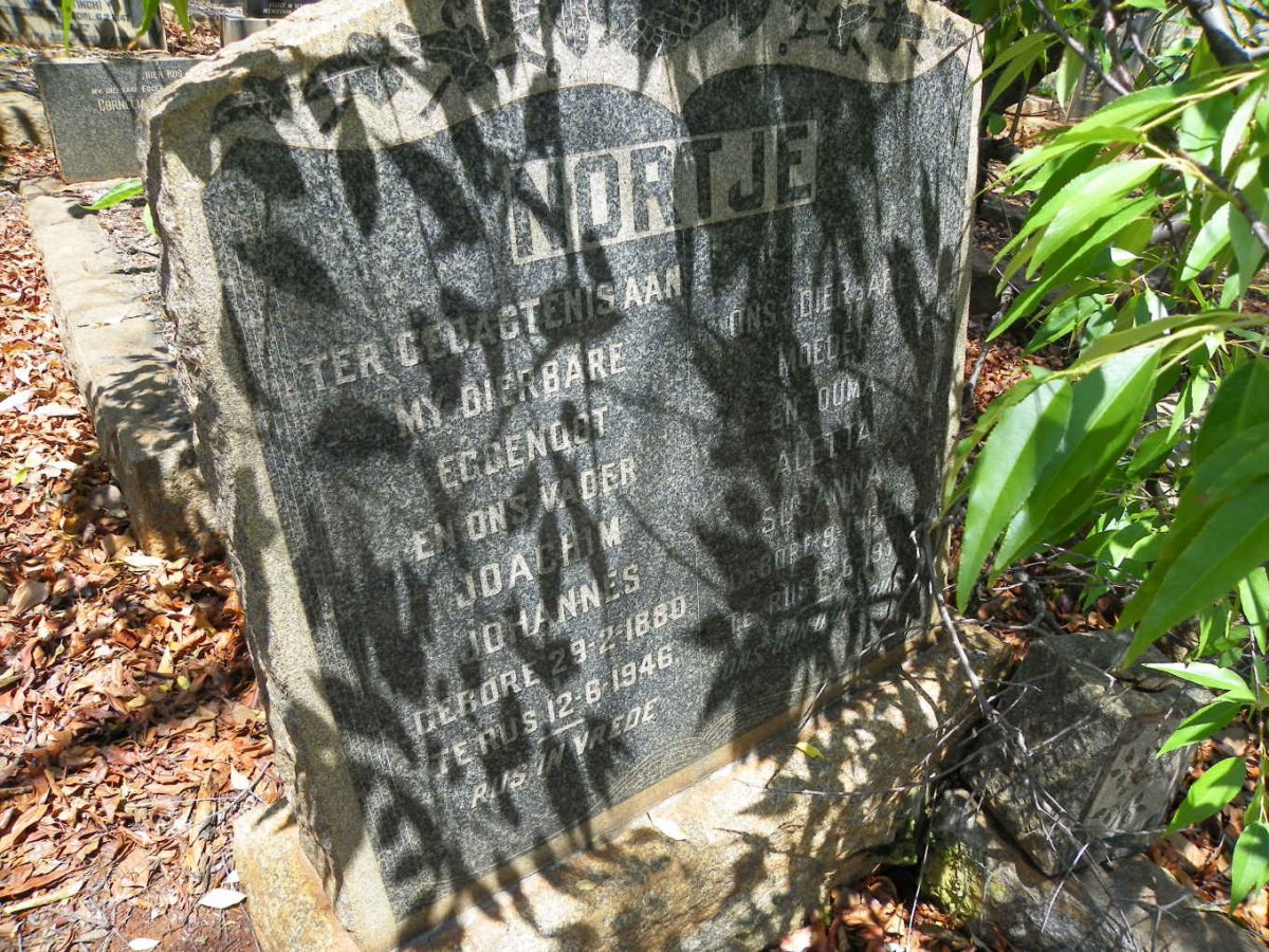 NORTJE Joachim Johannes 1880-1946 & Aletta Susanna 1881-197? 