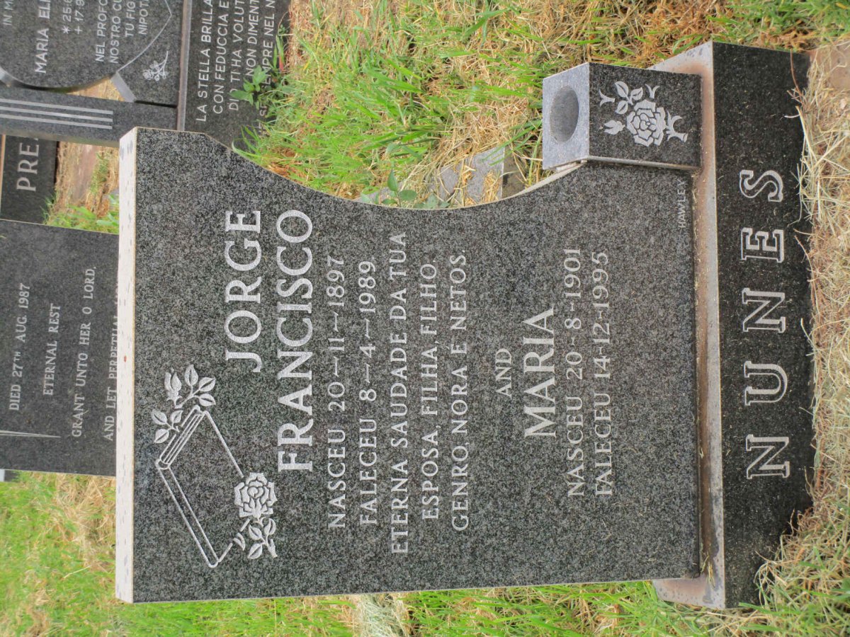 NUNES Jorge Francisco 1897-1989 &amp; Maria 1901-1995