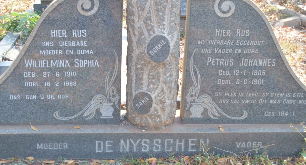 NYSSCHEN Petrus Johannes, de 1905-1961 &amp; Wilhelmina Sophia 1910-1988