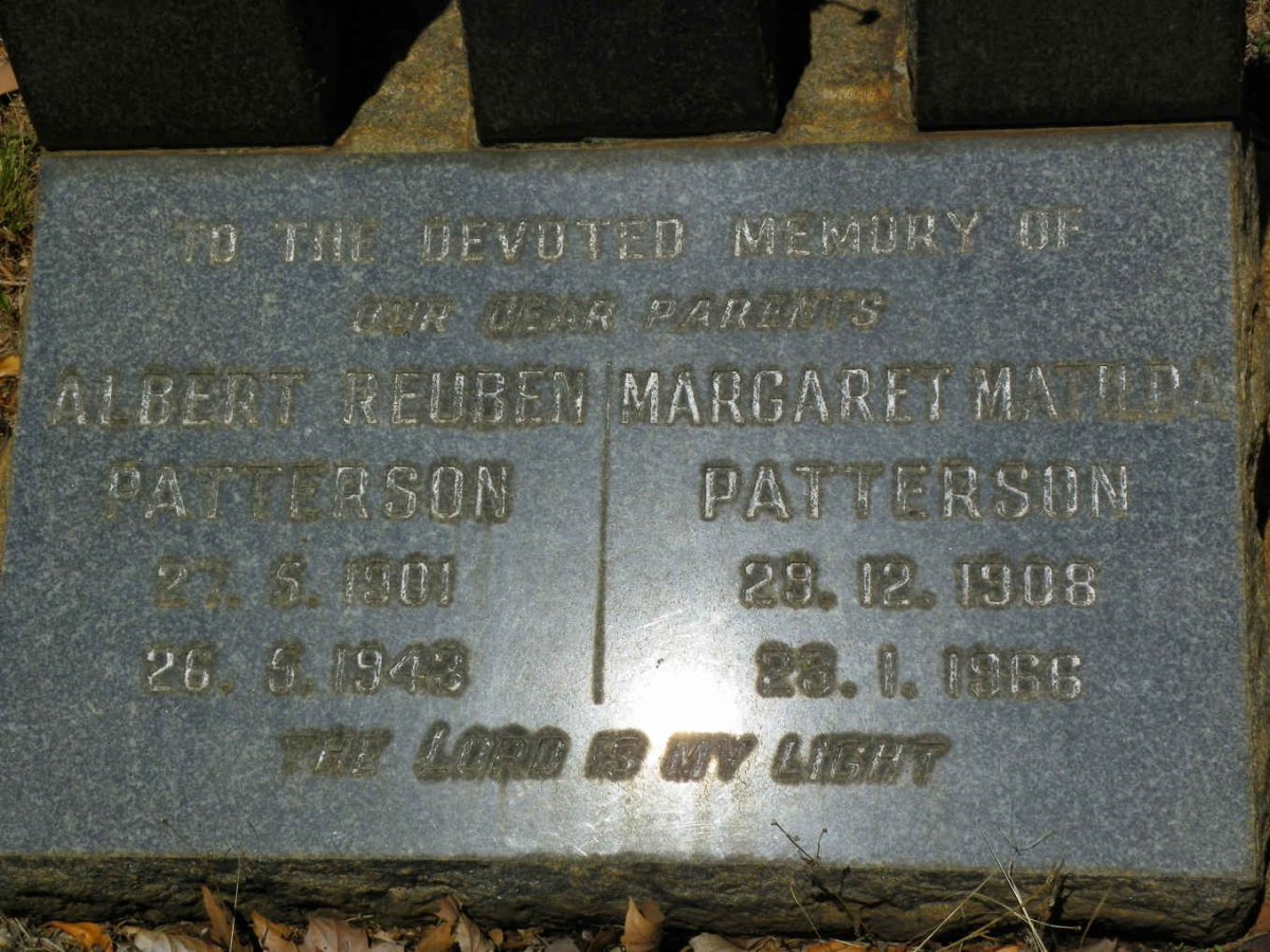 PATTERSON Albert Reuben 1901-1943 &amp; Margaret Matilda 1908-1966