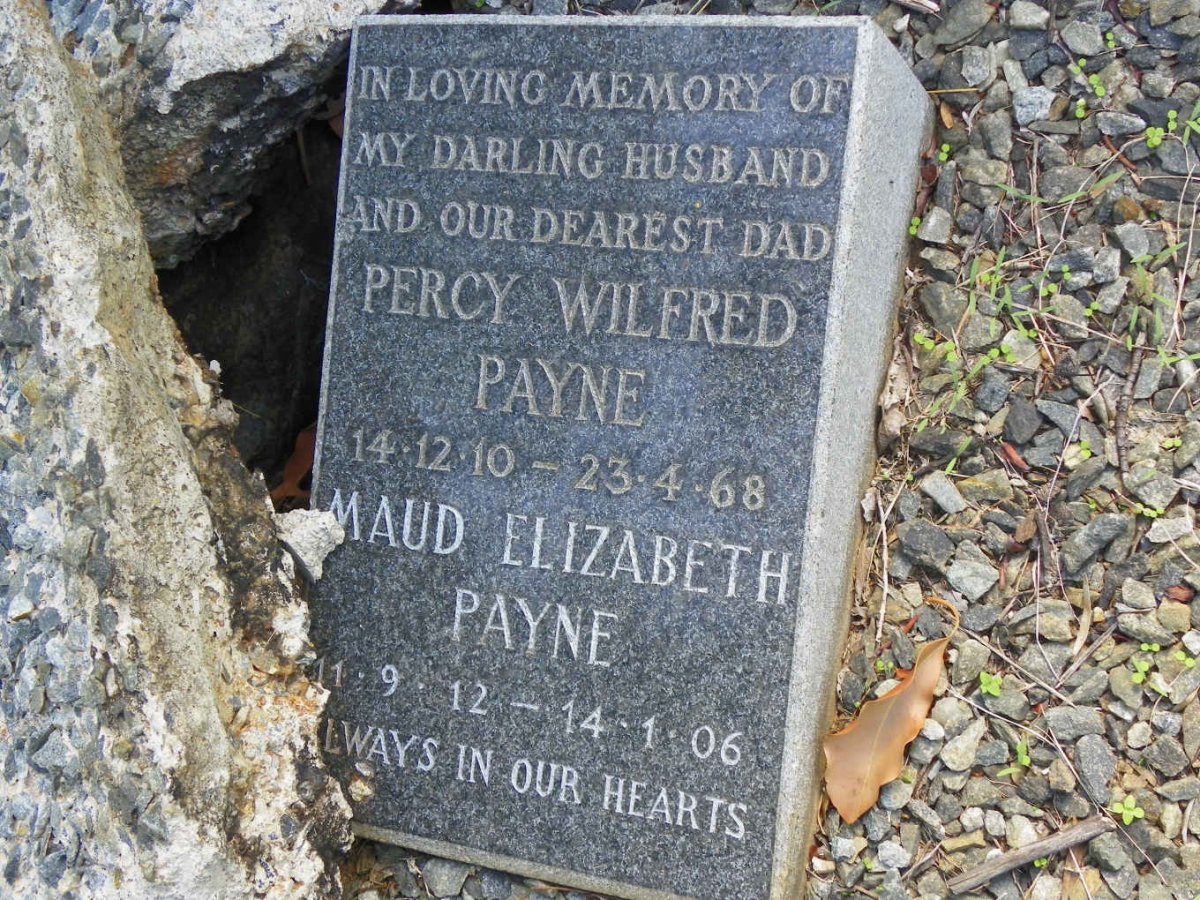 PAYNE Ellen -1944 :: PAYNE Percy Wilfred 1910-1968 &amp; Maud Elizabeth 1912-2006