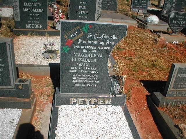 PEYPER Magdalena Elizabeth 1922-2000