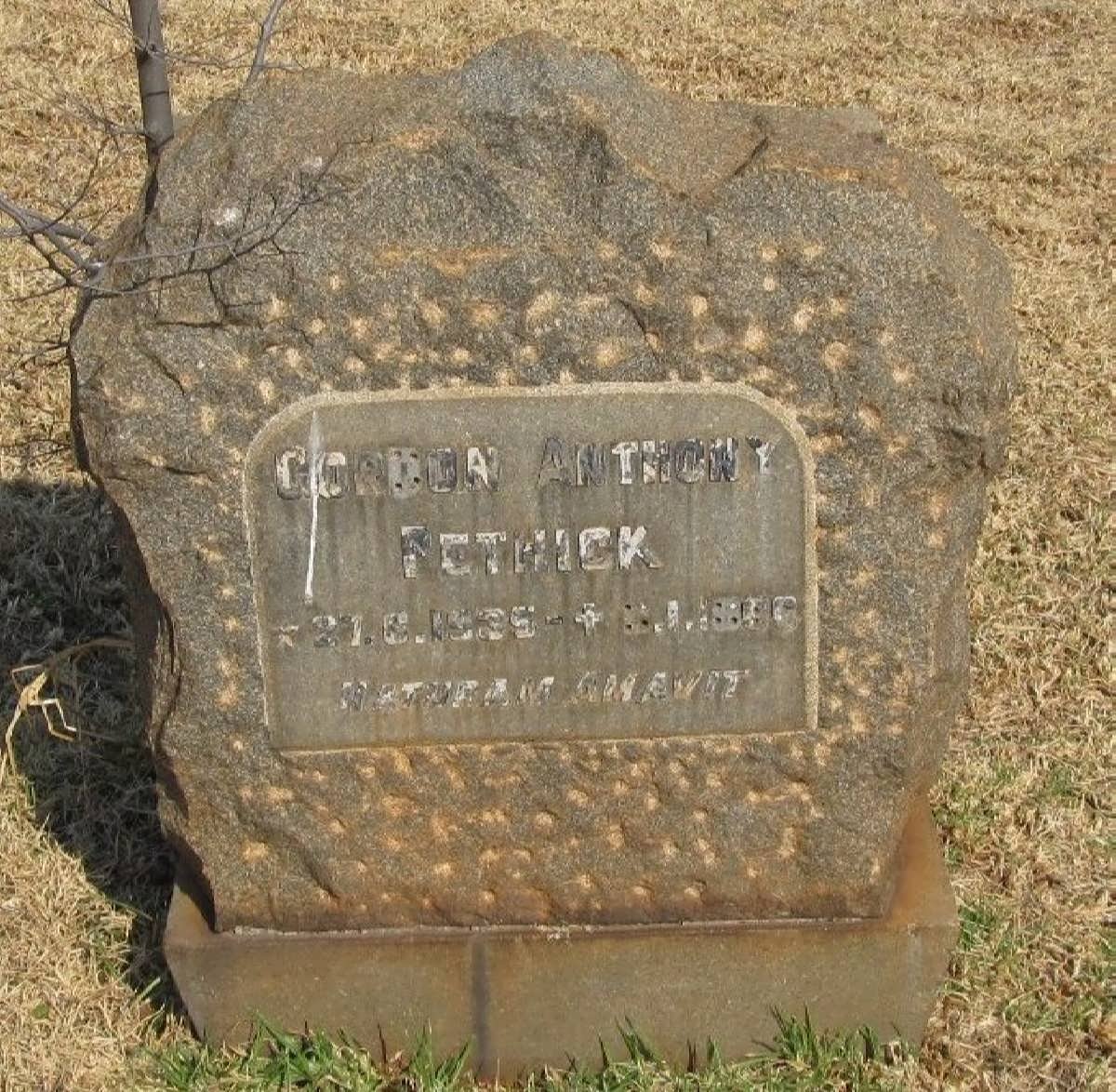 PETHICK Gordon Anthony 1935-1966