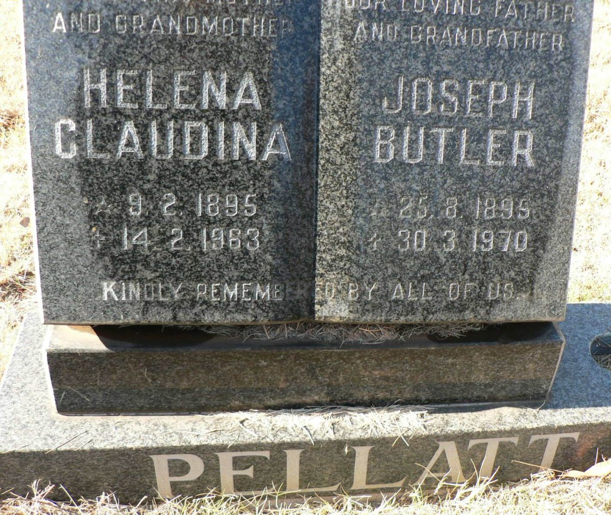 PELLATT Joseph Butler 1895-1970 &amp; Helena Claudina 1895-1963