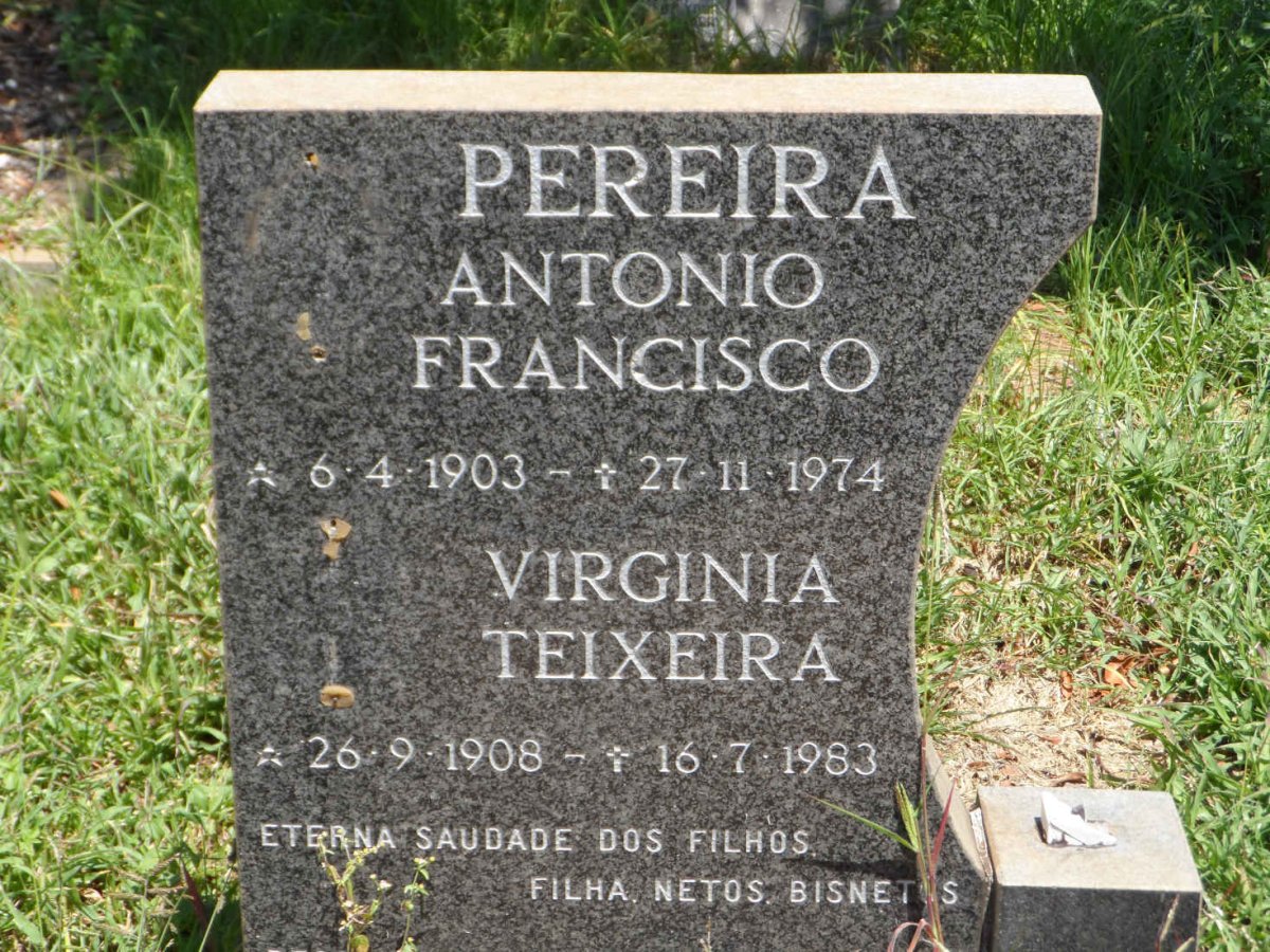 PEREIRA Antonio Francisco 1903-1974 &amp; Virginia TEIXEIRA 1908-1983