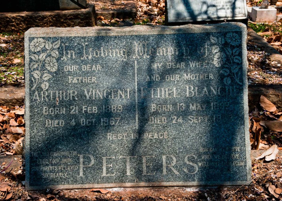 PETERS Arthur Vincent 1889-1967 &amp; Ethel Blanche 1897-1953