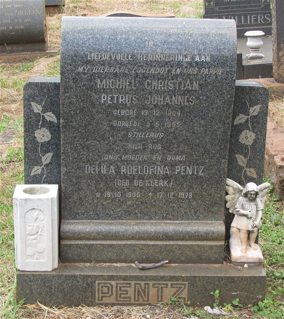 PENTZ Michiel Christian Petrus Johannes 1904-1955 &amp; Delila Roelofina de KLERK 1905-1978