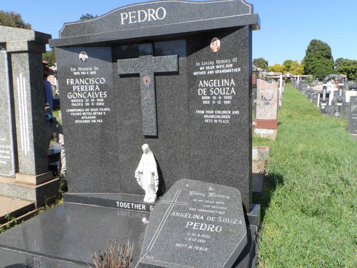 PEDRO Francisco Pereira Goncalves 1924-2002 &amp; Angelina DE SOUZA 1930-1981