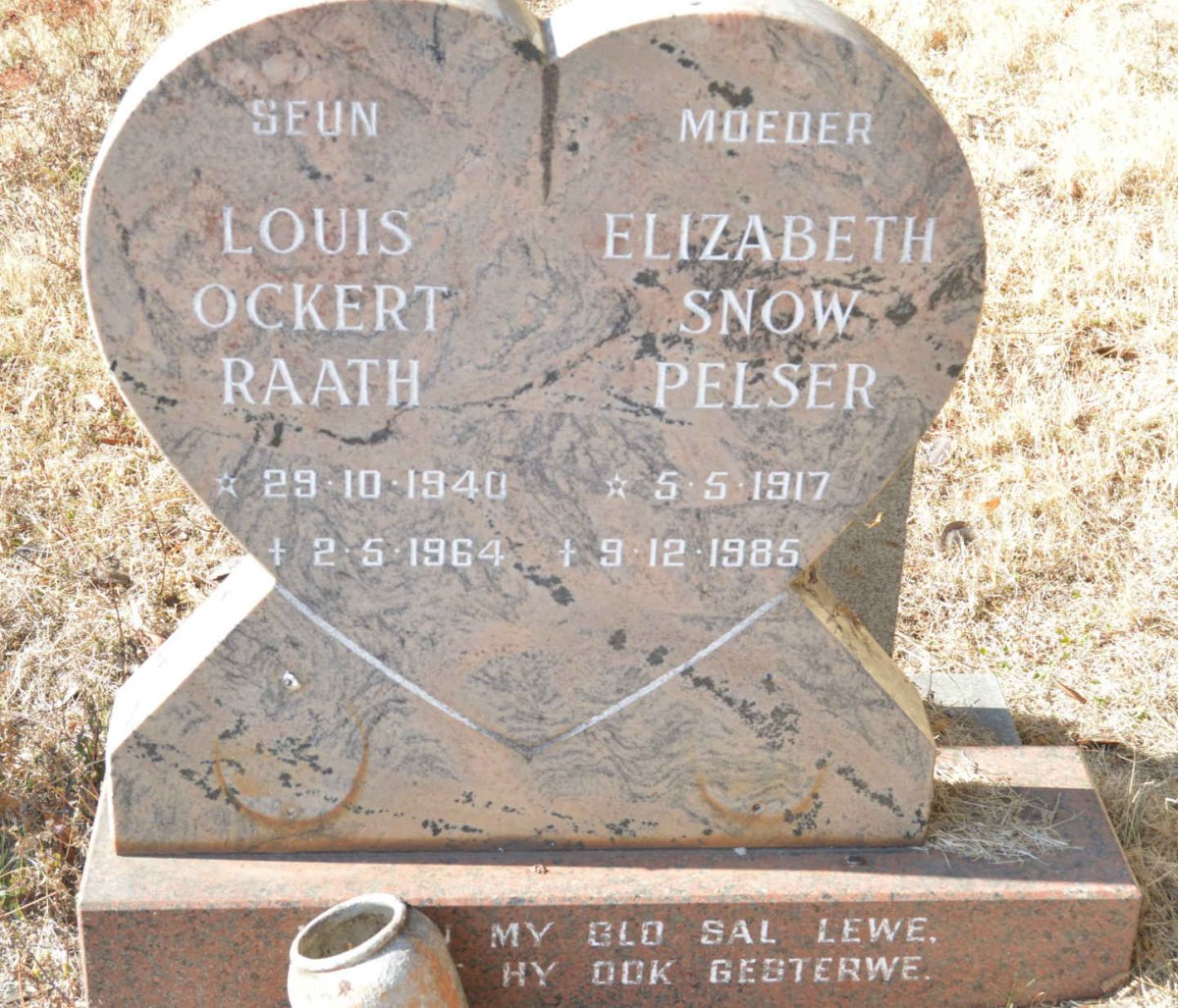 PELSER Elizabeth Snow 1917-1985 :: RAATH Louis Ockert 1940-1964