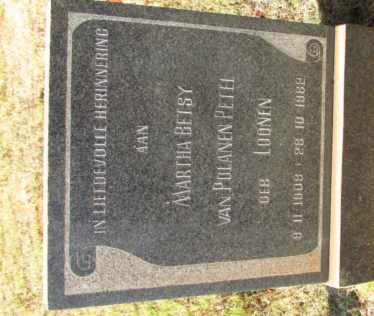 PETEL Martha Betsy, VAN POLANEN nee LOONEN 1908-1962