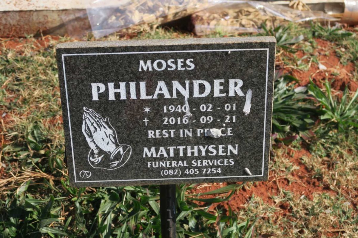 PHILANDER Moses 1940-2016