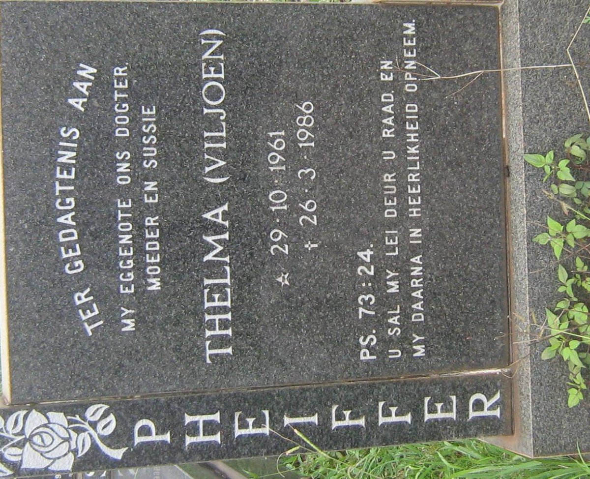 PHEIFFER Thelma nee VILJOEN 1961-1986