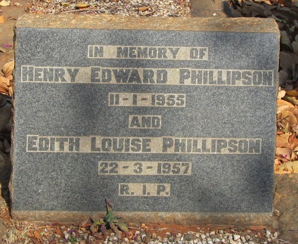 PHILLIPSON Henry Edward -1955 &amp; Edith Louise -1957