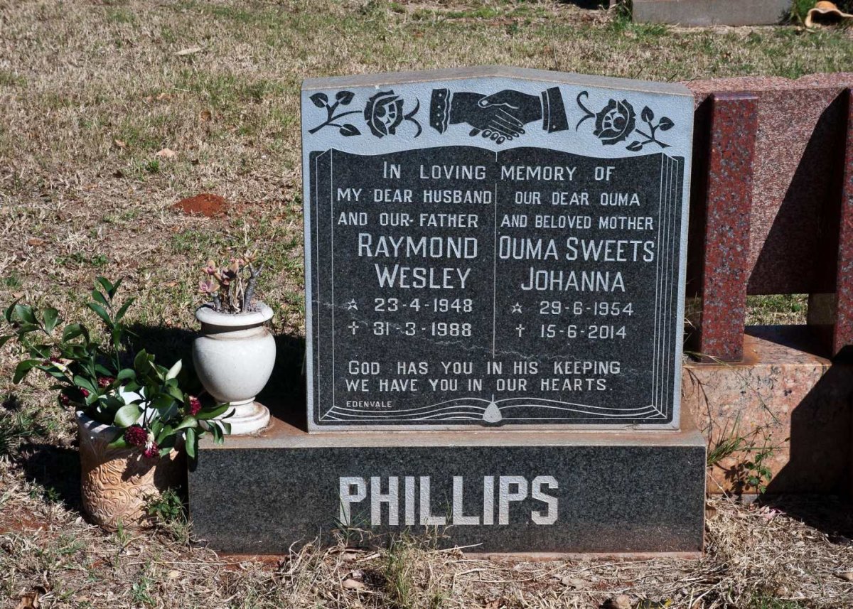 PHILLIPS Raymond Wesley 1948-1988 &amp; Johanna 1954-2014